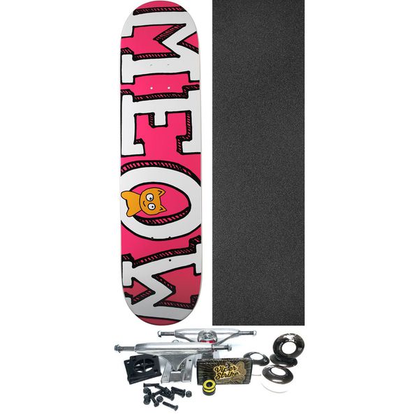 Meow Skateboards Logo Pink Skateboard Deck - 7.75" x 31.625" - Complete Skateboard Bundle